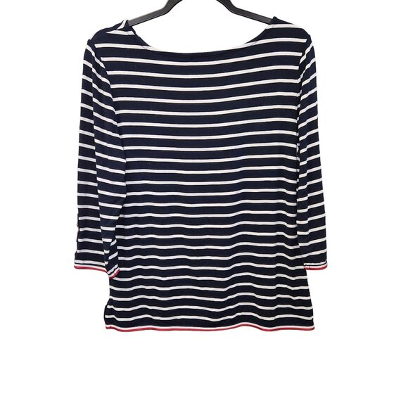 Tommy Hilfiger Women's M Blue White Striped Long Sleeve Pullover Knit Top  2304 - Picture 2 of 8